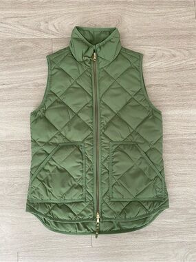 J. Crew Olive Green Quilted Down Puffer Vest Women’s XXS